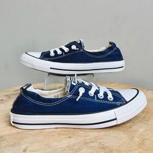 Converse All Star Shoreline Slip On Navy Blue Canvas Sneakers Womens Size 8.5
